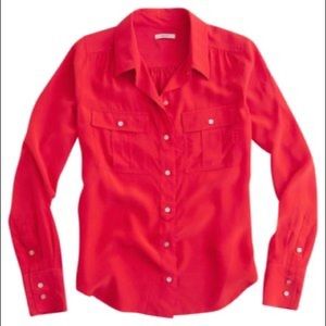 J.Crew Red Silk Blythe Blouse size 4